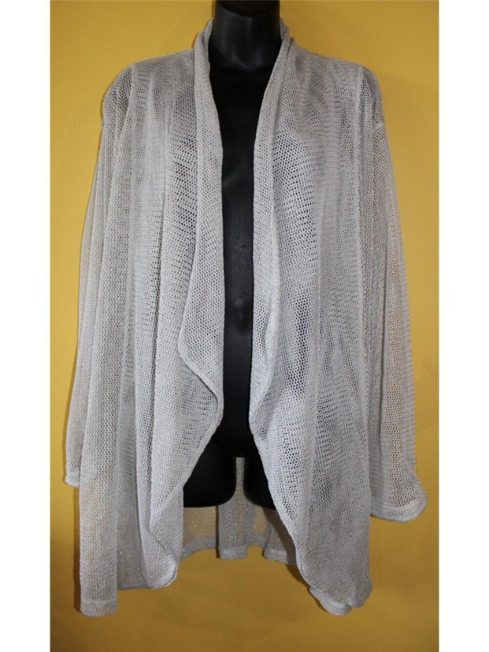 Katie Todd Mesh Lagenlook 3x Silvery Gray See Through Layering Piece 3/4 Slvs